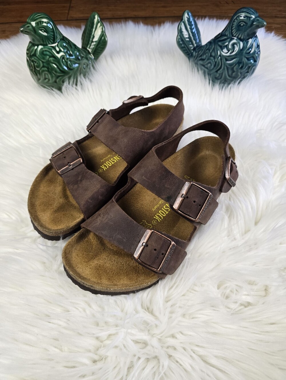 Birkenstock Milano Oiled Leather Sandals Size 38 - Picture 14 of 14